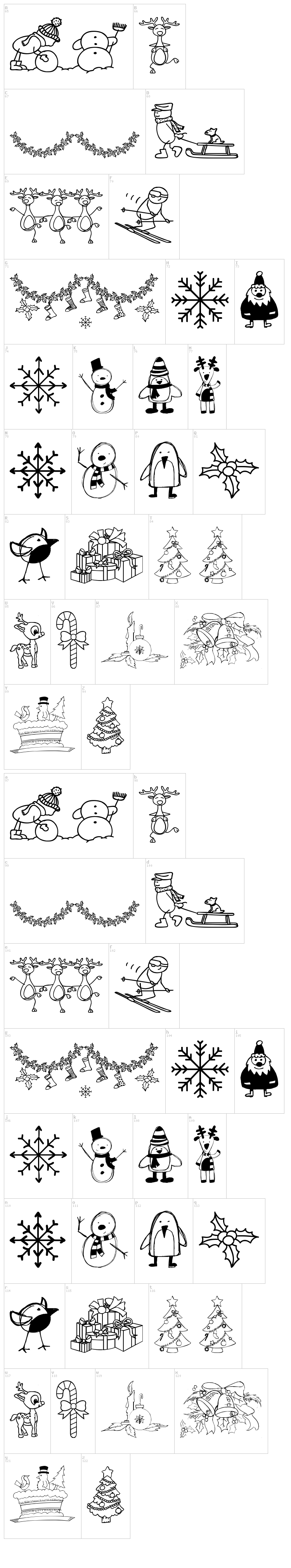 Xmas Cartoon font map